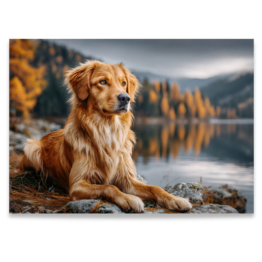 Faithful Companion – lerretsbilde med hund i høstlandskap. format  
