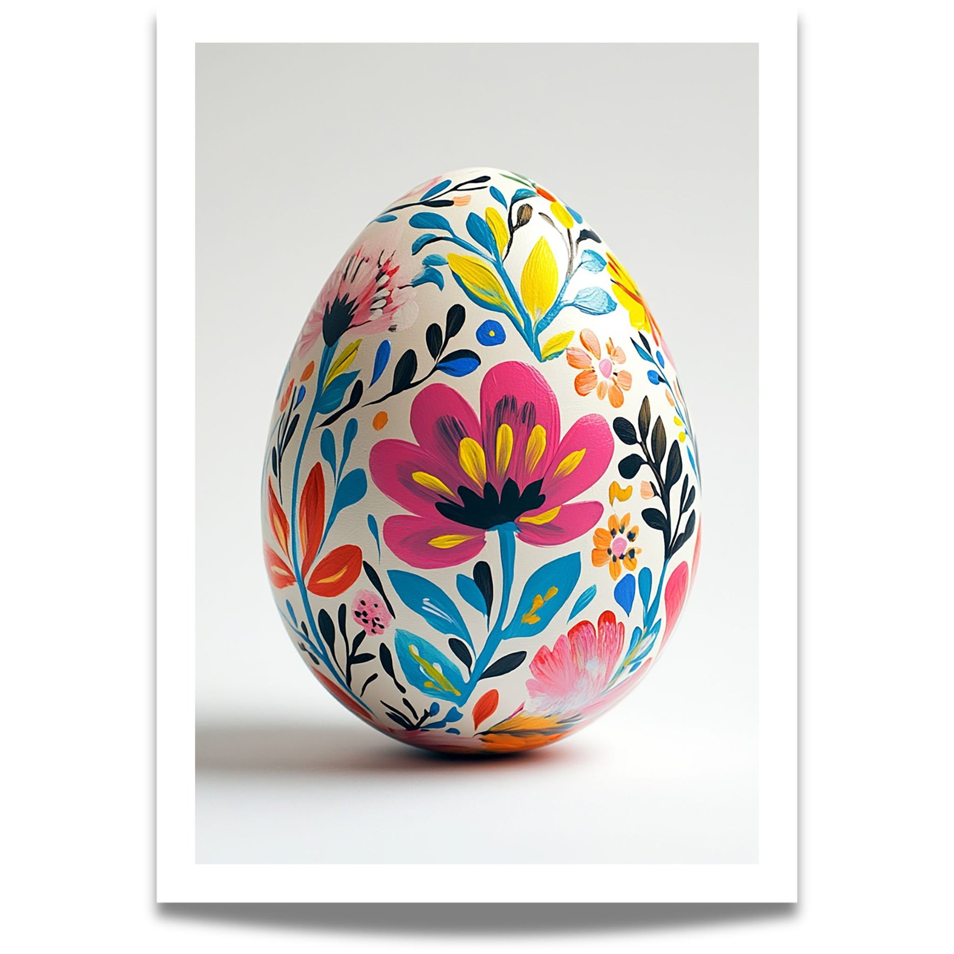 Fargerikt påskeegg med blomster – dekorativ påskeplakat