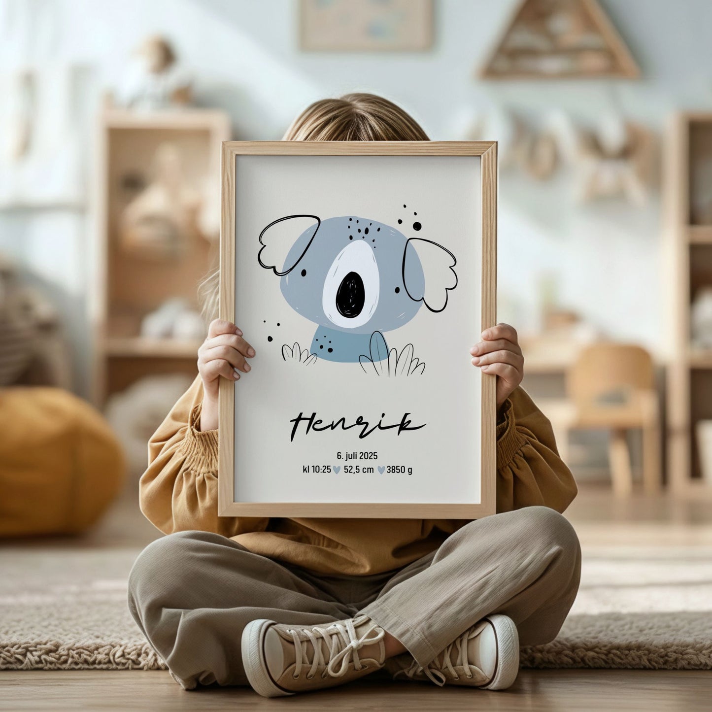 Barn holder personlig plakat med koala