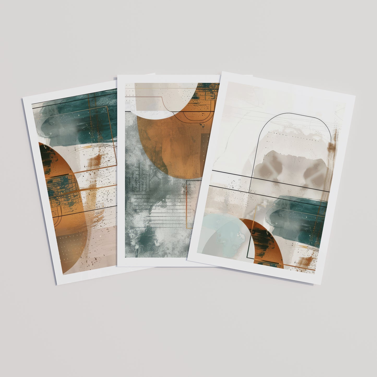 Geometric Harmony Collection plakatsett med tre abstrakte geometriske kunstplakater