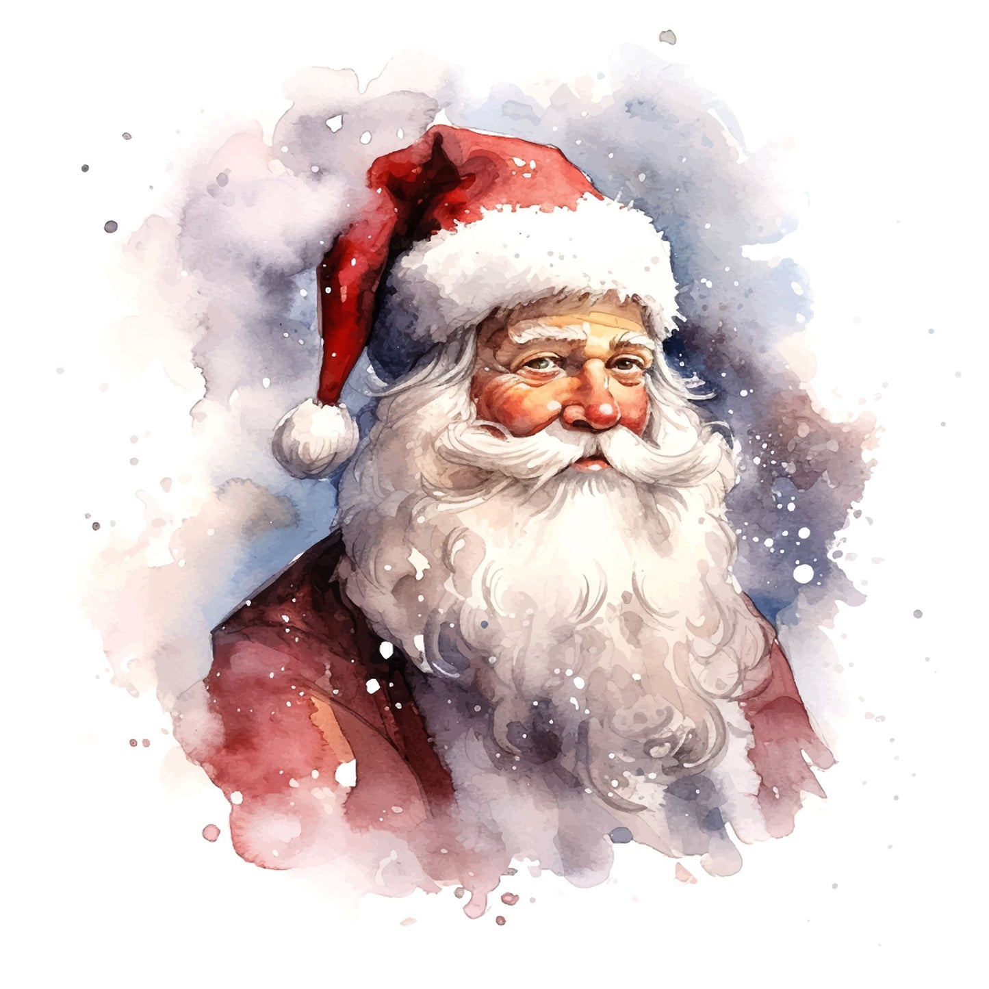 Grafikk til hvitt emaljekrus med klassisk nisse i akvarell.