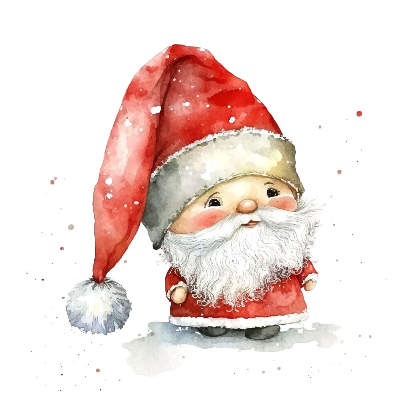 Grafikk til hvitt emaljekrus med en søt liten nissegutt.