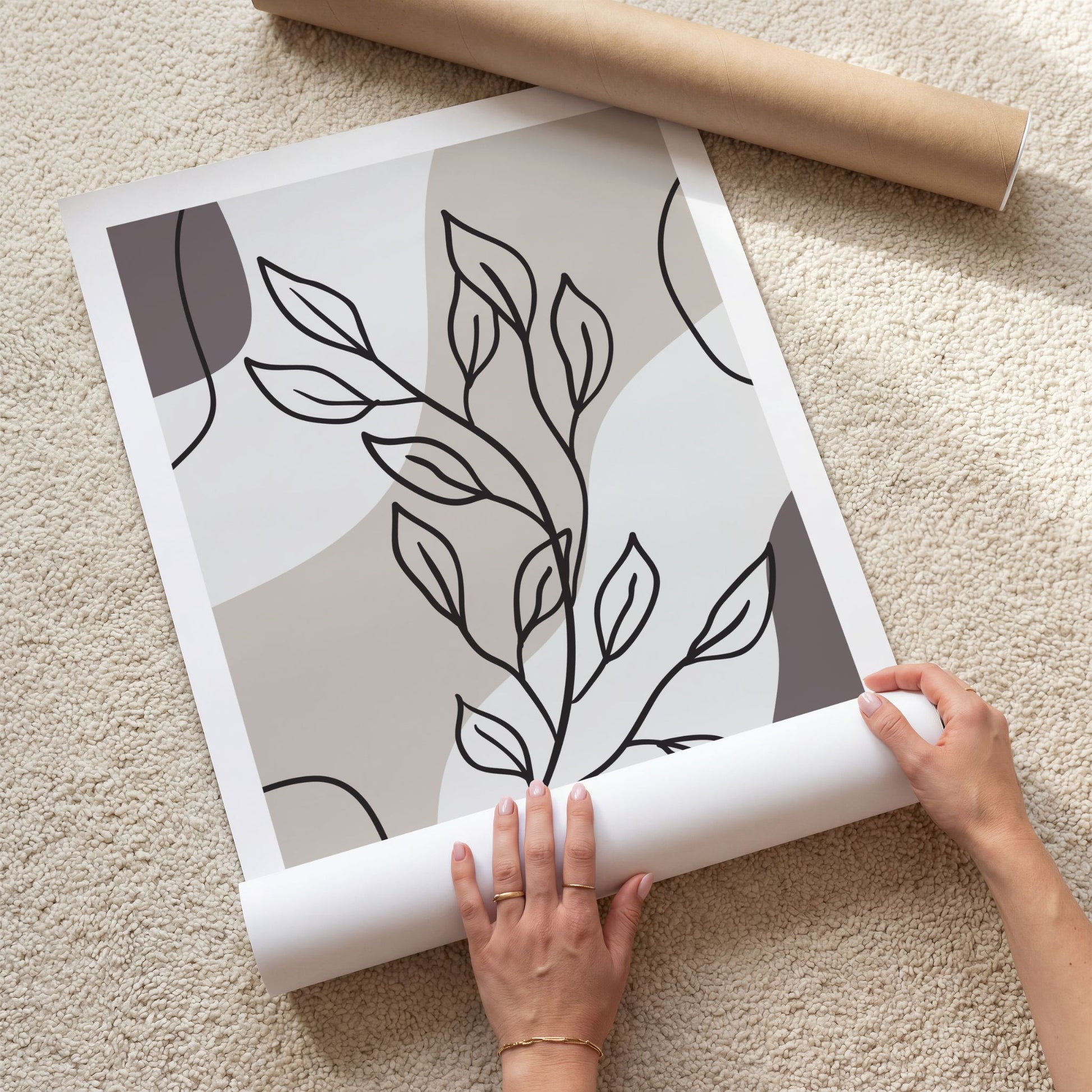Growing Branch botanisk plakat med hvit kant vist som løst kunsttrykk