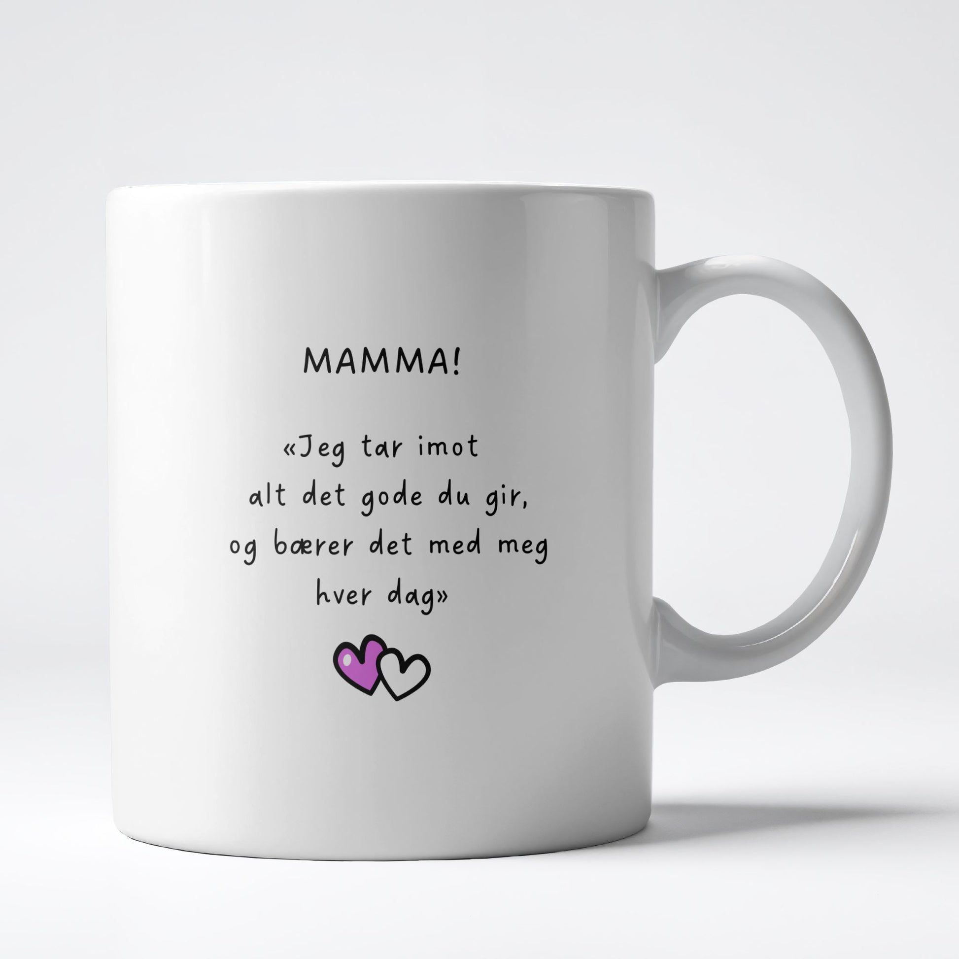 Keramikkrus med illustrasjon på én side og tekst på den andre – I will always love you mom
