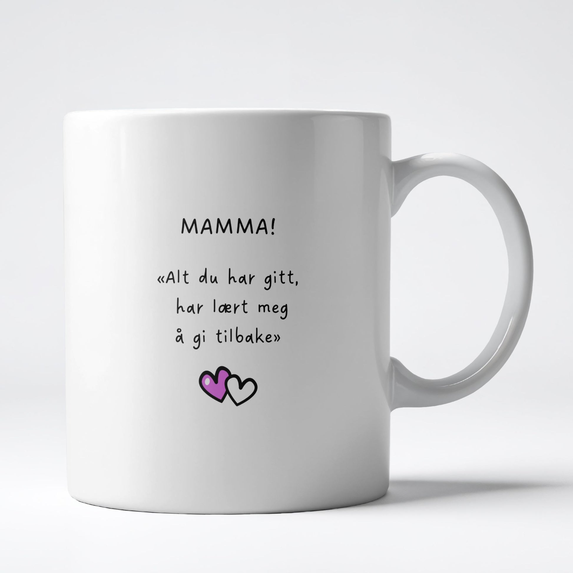 Keramikkrus med illustrasjon på én side og tekst på den andre – I will always love you mom