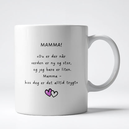 Keramikkrus med illustrasjon på én side og tekst på den andre – I will always love you mom