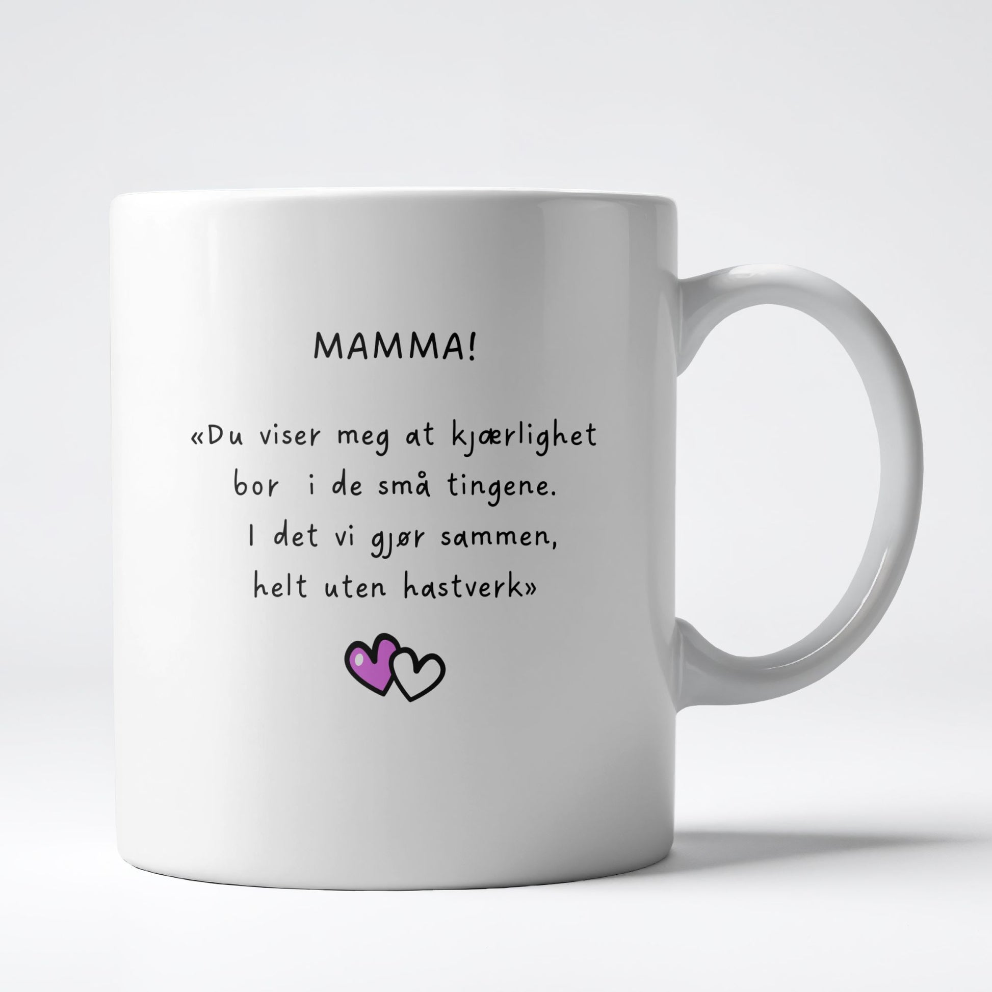 Keramikkrus med illustrasjon på én side og tekst på den andre – I will always love you mom
