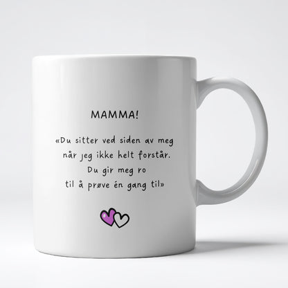 Keramikkrus med illustrasjon på én side og tekst på den andre – I will always love you mom
