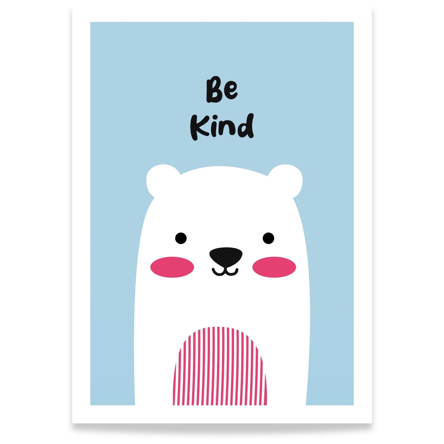 Isbjørn plakat Be Kind til barnerom i nordisk stil 
