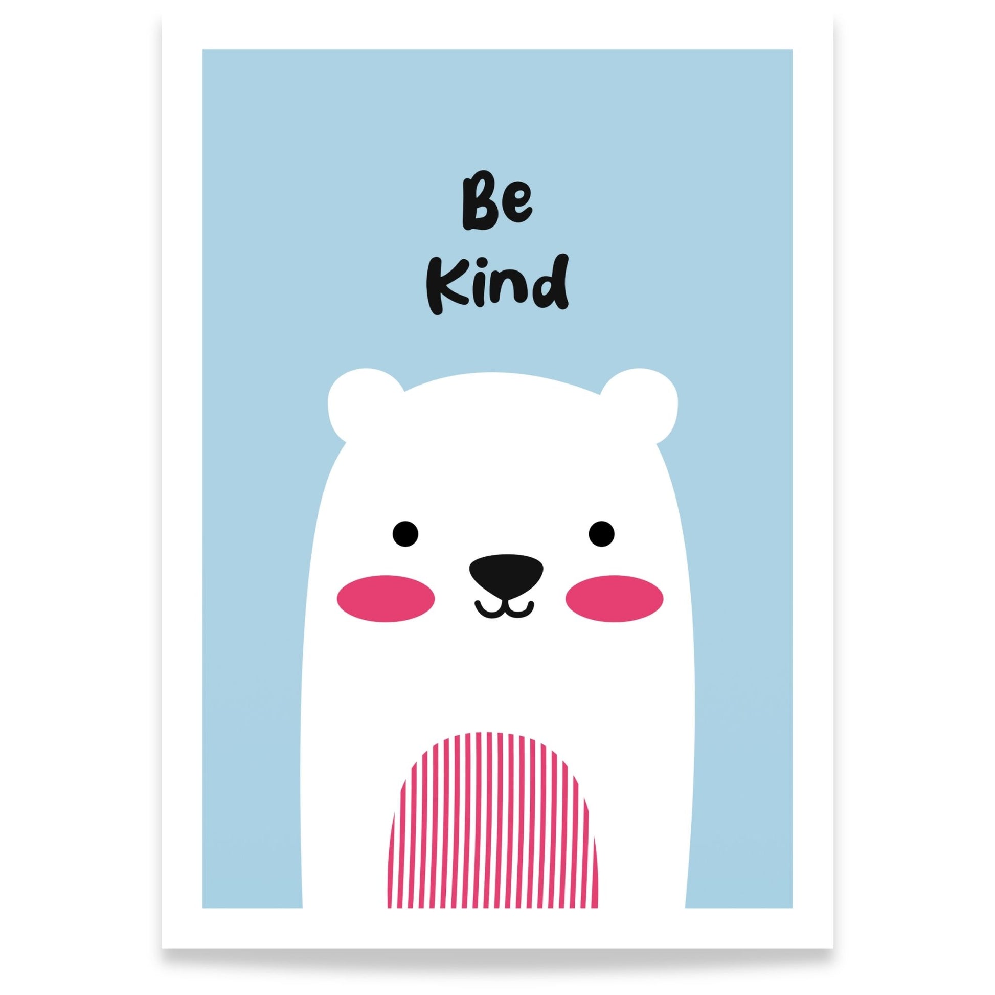 Isbjørn plakat Be Kind til barnerom i nordisk stil 