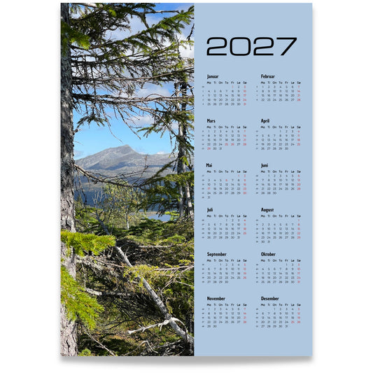 Kalender 2027 med naturfoto av Dærgafjellet i Røyrvik fotografert av G. S. Lie