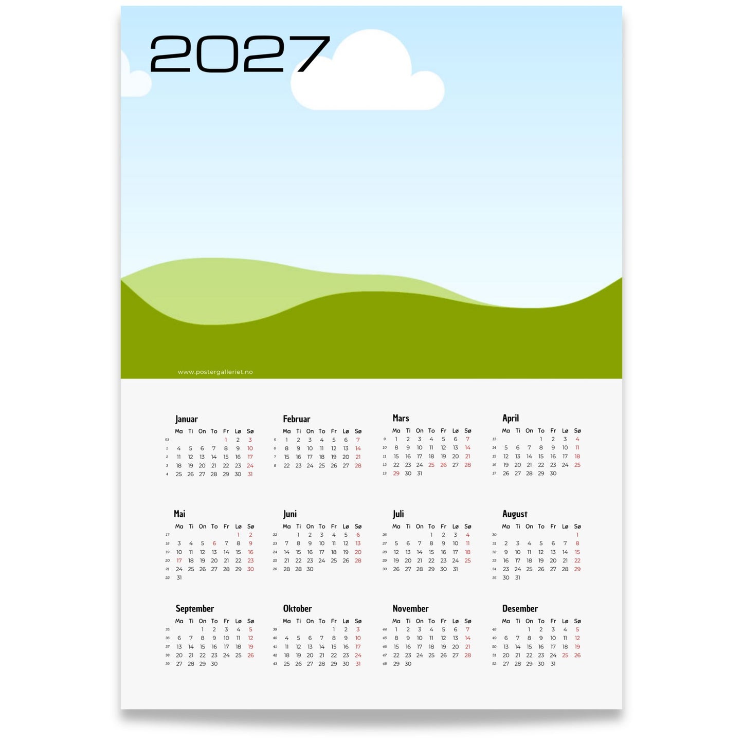 KALENDER 2027 – personlig årskalender med bilde