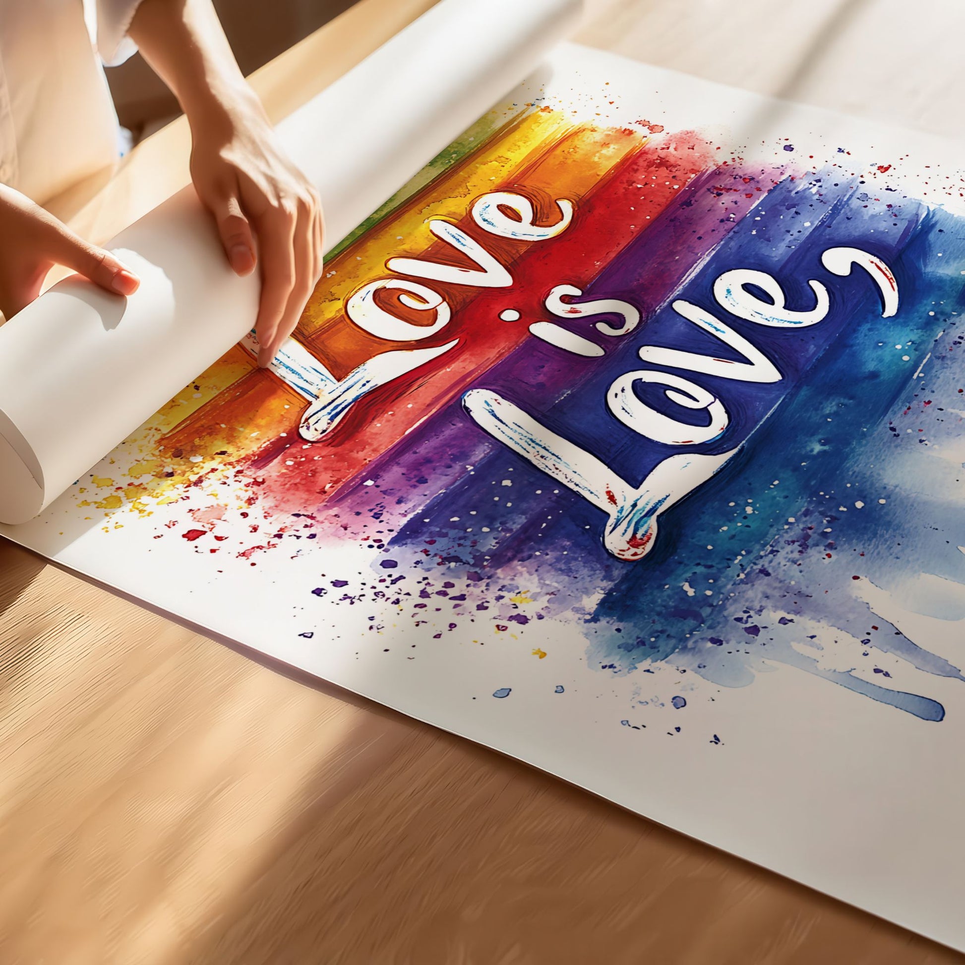 Love is Love Watercolor trykket på premium matt plakatpapir
