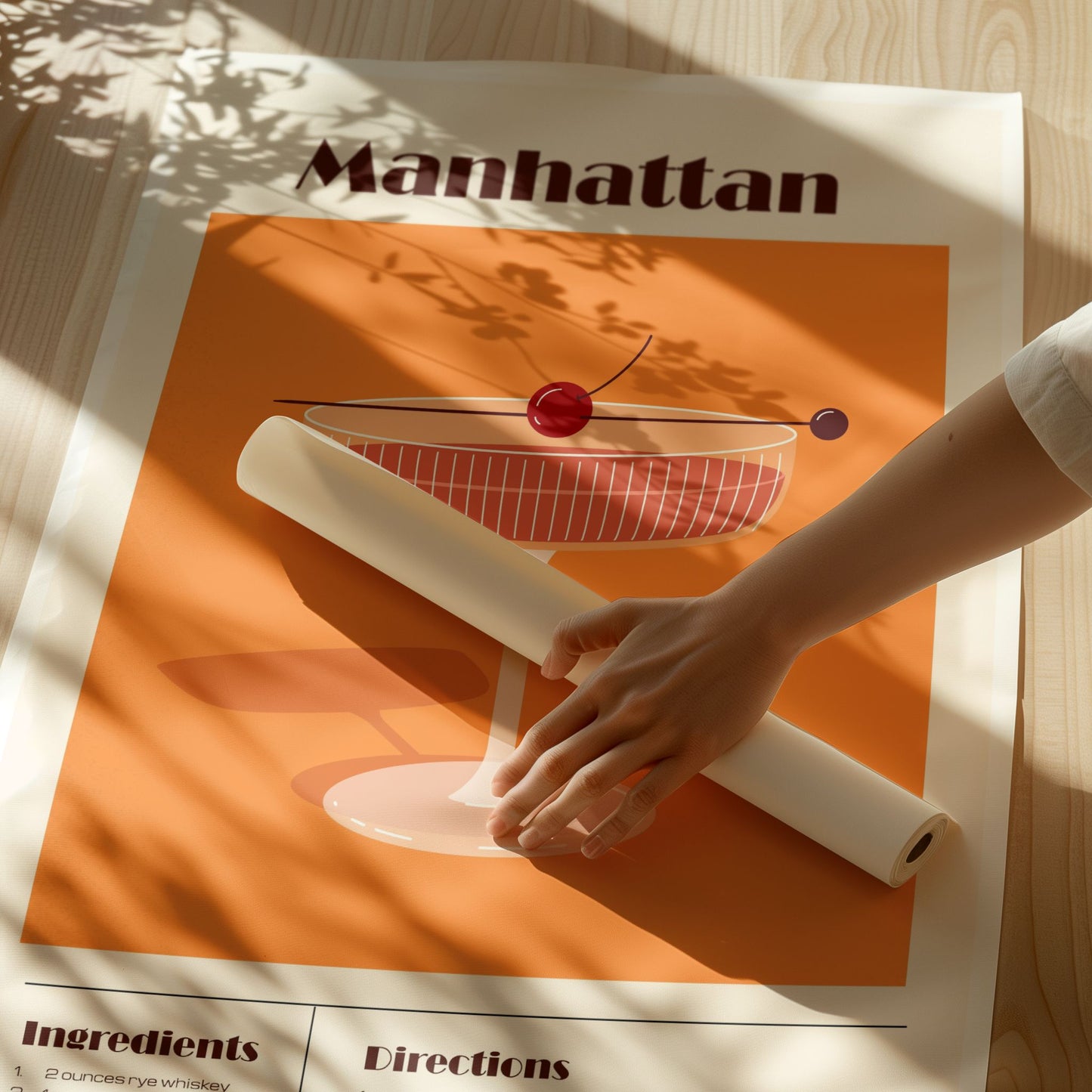 Manhattan plakat med oppskrift – nærbilde av trykk og papirkvalitet