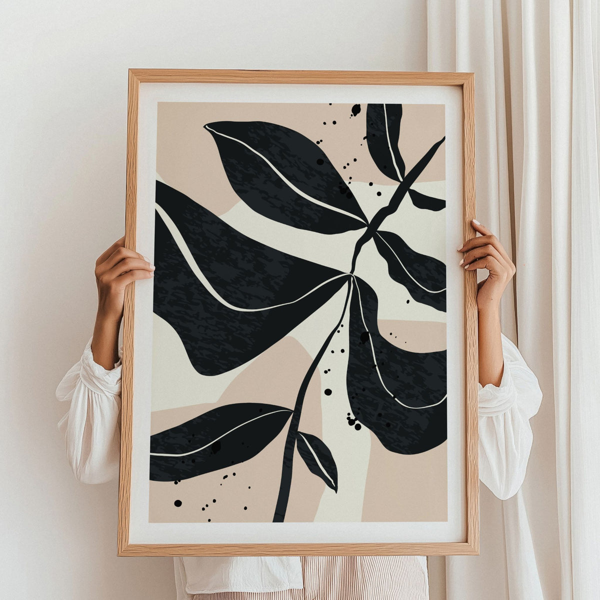 Monochrome Botanica No3 plakat med grafisk botanisk motiv i sort og beige