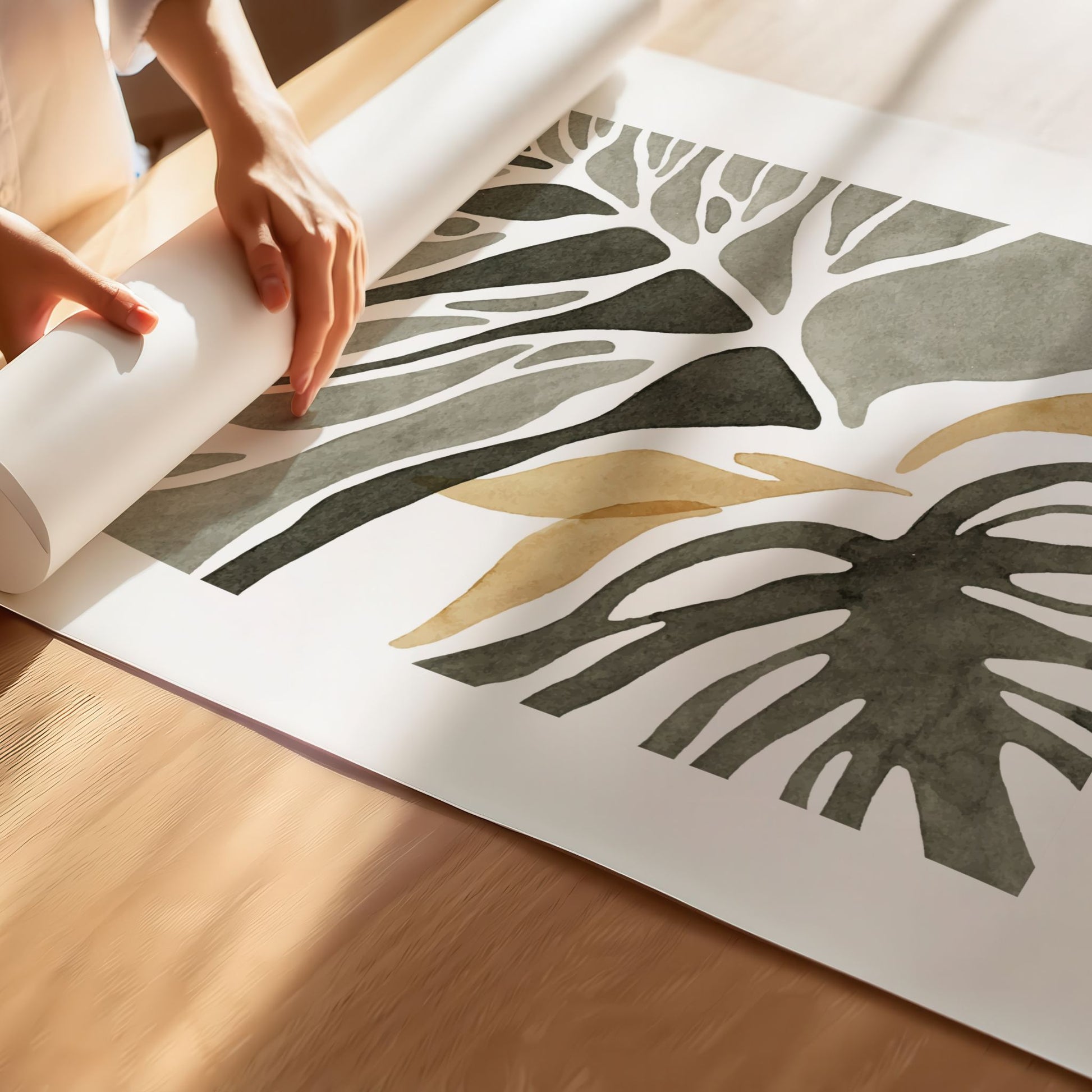 Detaljbilde av Naturlig Eleganse plakat med hvit kant trykket på kvalitetspapir