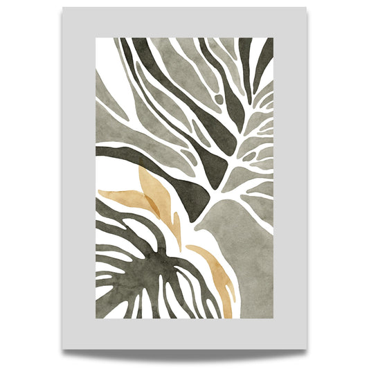 Naturlig Eleganse plakat med botanisk akvarellmotiv og grå kant
