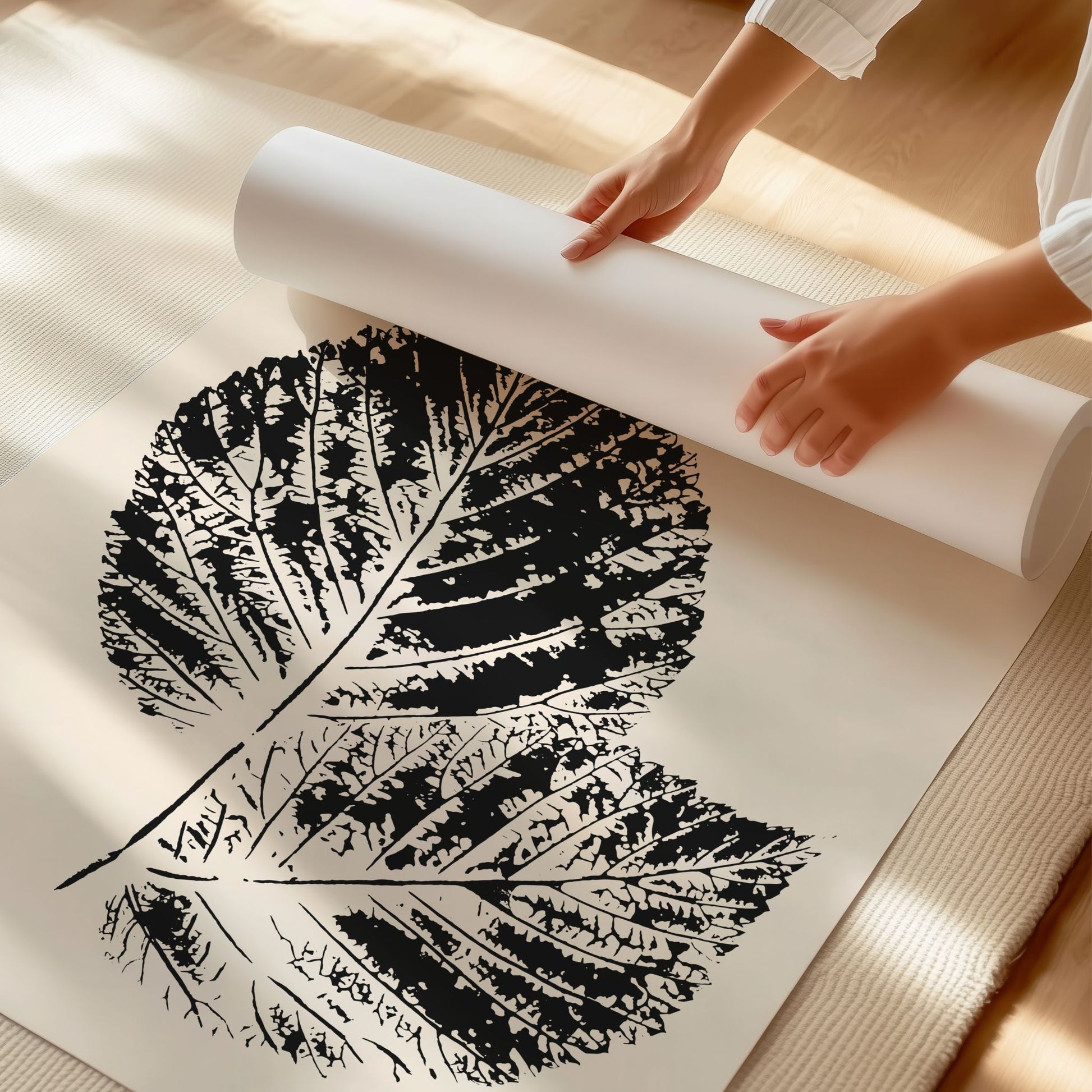 Nordic Botanical No2 rulles ut og viser trykk på eksklusivt matt kunstpapir.