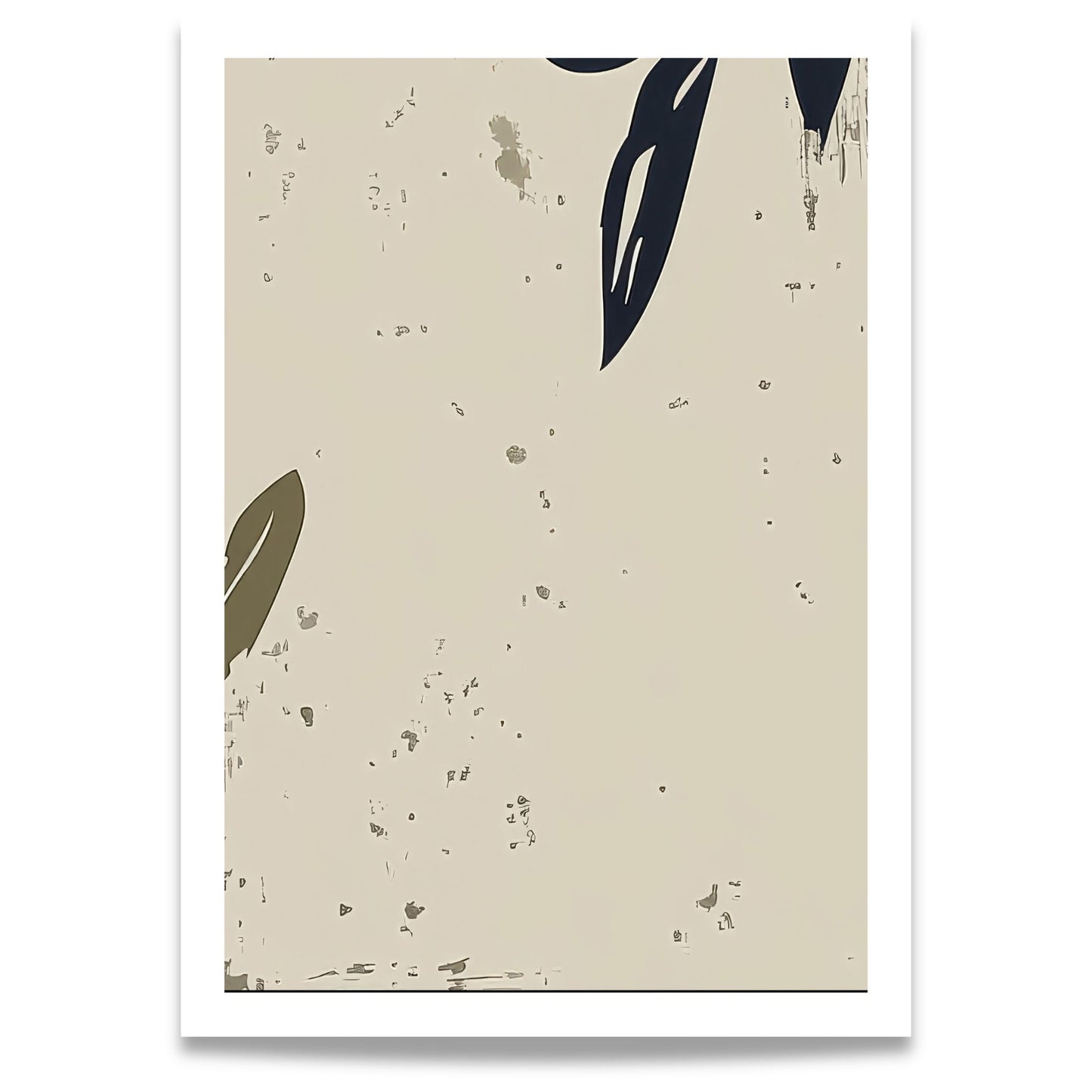Olive Grove Art No1 botanisk plakat med minimalistiske bladformer og varme jordtoner