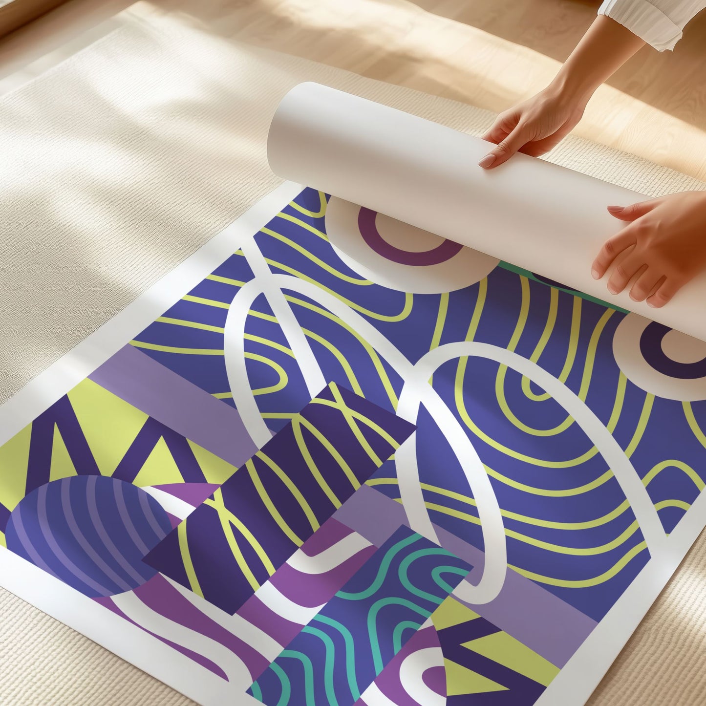 Detaljbilde av Orbit flow abstrakt kunstplakat med grafiske former