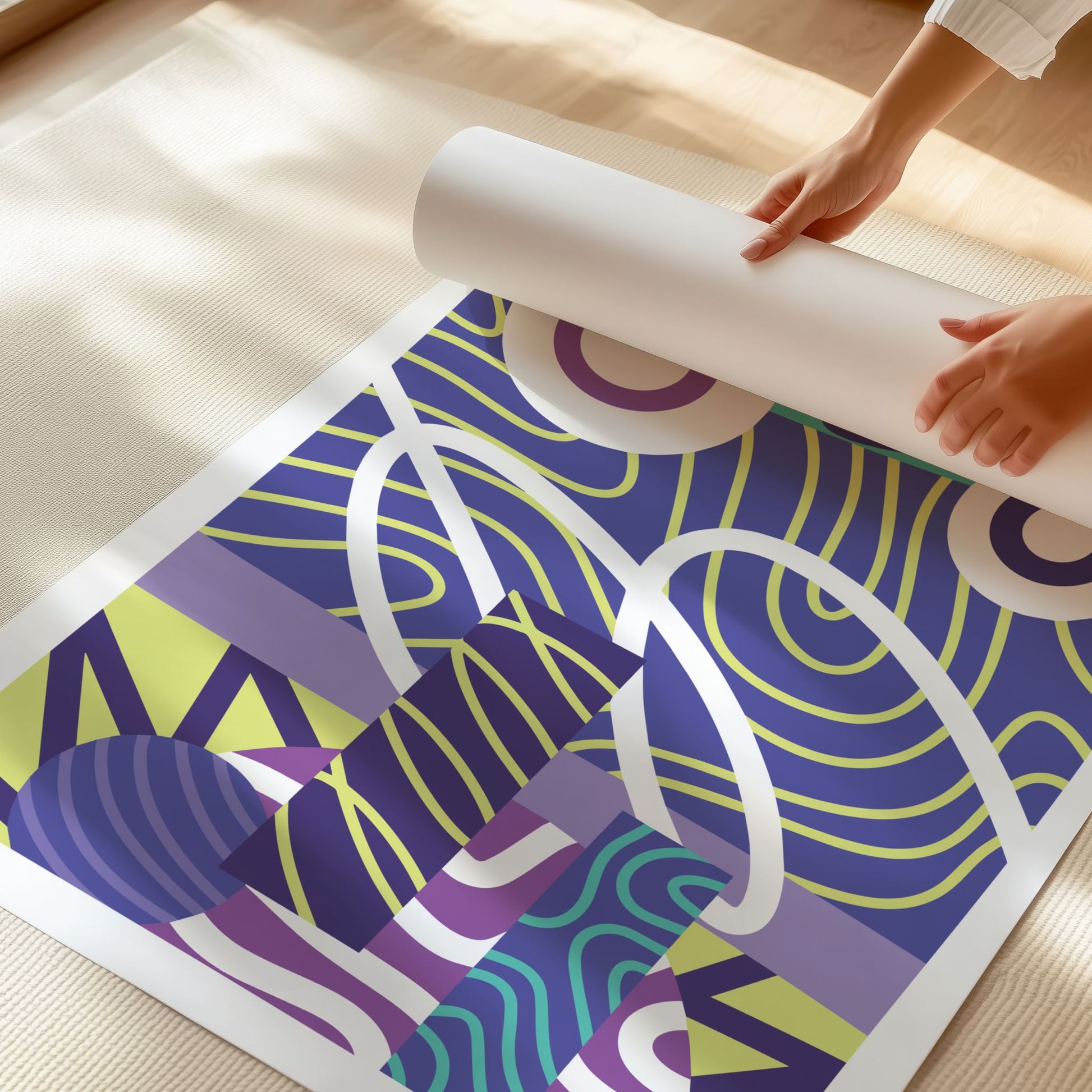 Detaljbilde av Orbit flow abstrakt kunstplakat med grafiske former