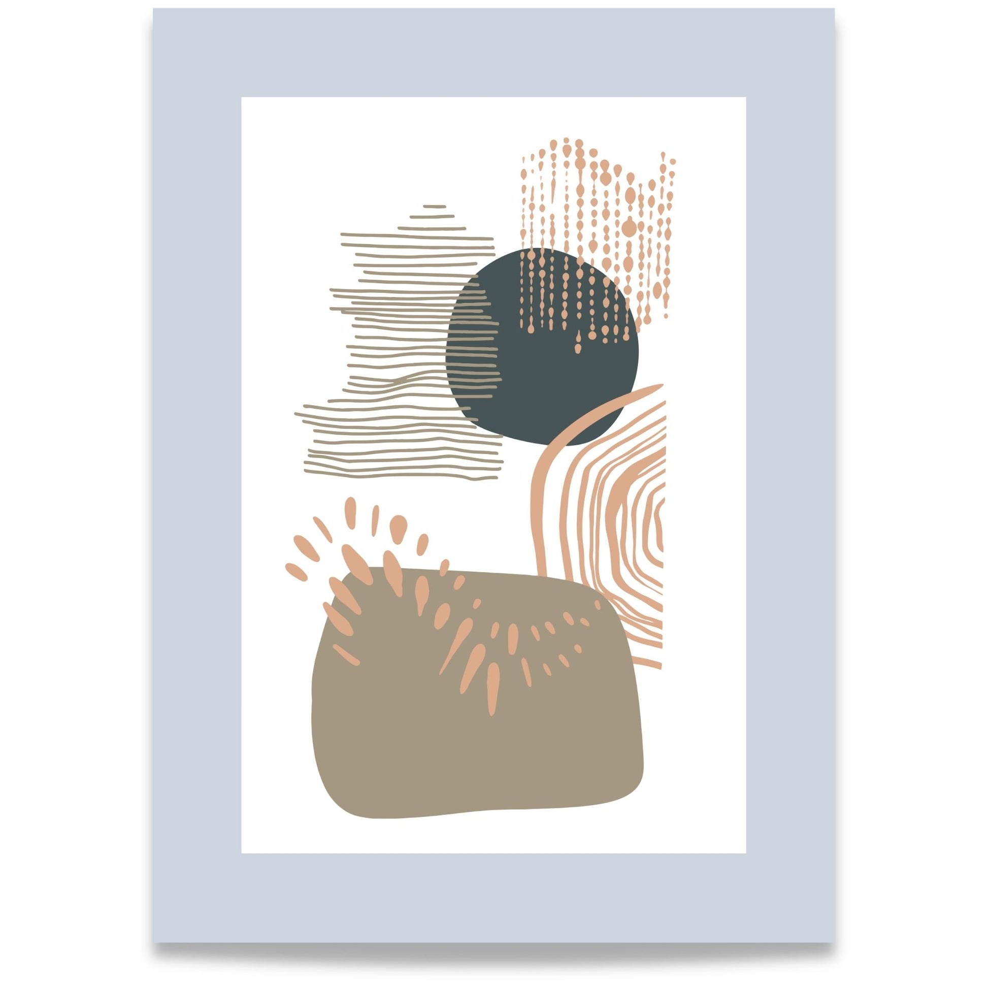Organic Patterns No1 abstrakt plakat med organiske former i beige, terrakotta og blågrønne toner