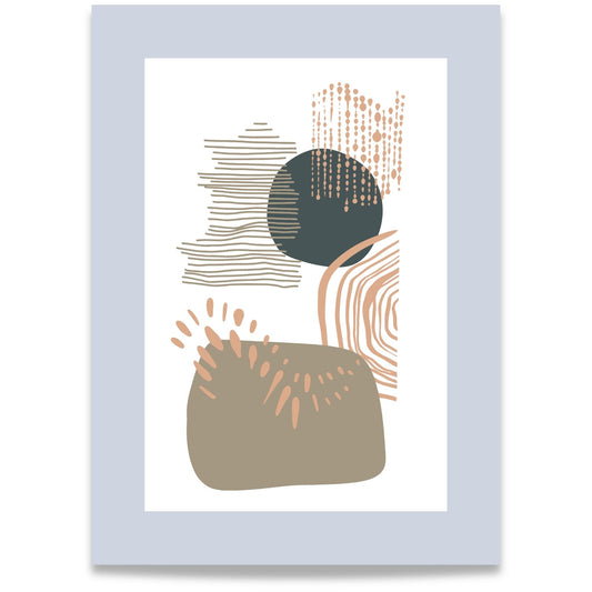 Organic Patterns No1 abstrakt plakat med organiske former i beige, terrakotta og blågrønne toner