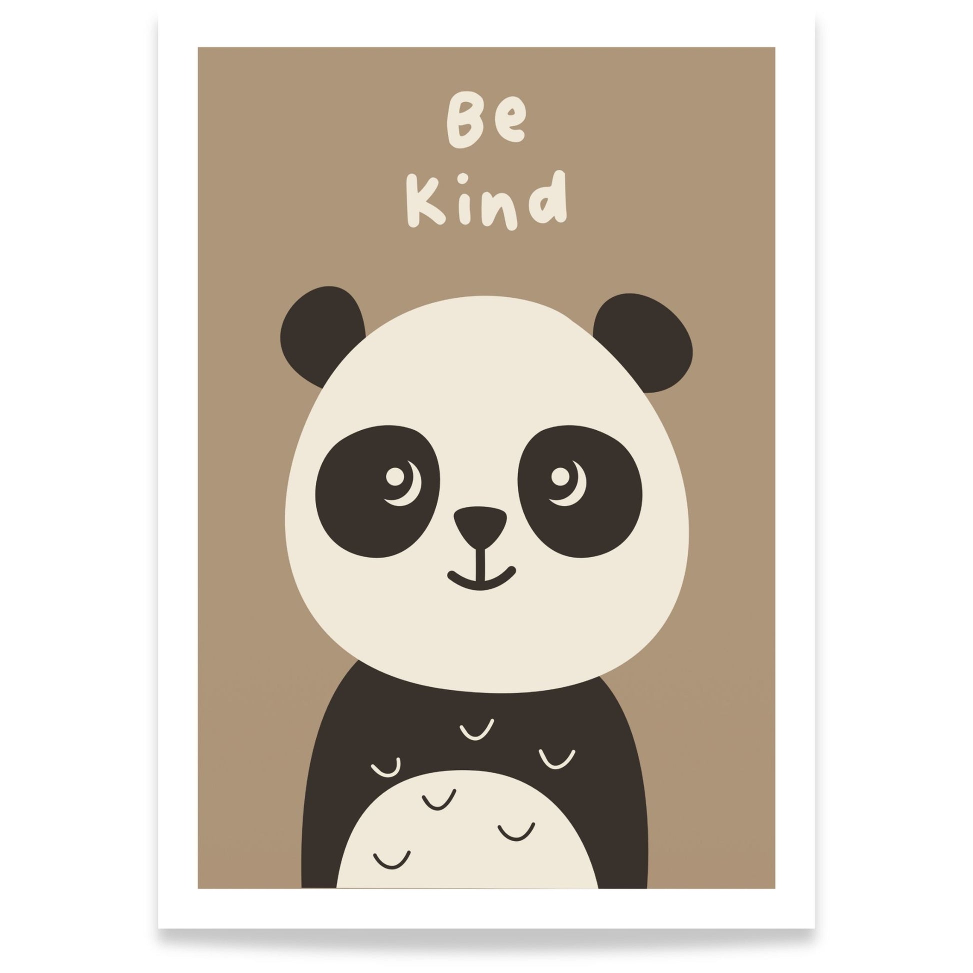Panda plakat Be Kind til barnerom i nordisk stil 