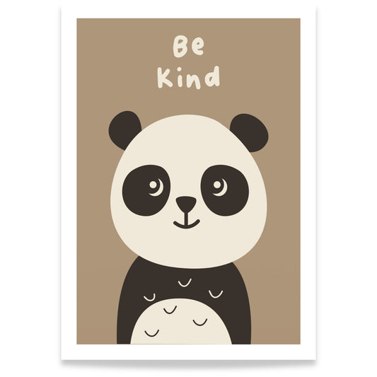 Panda plakat Be Kind til barnerom i nordisk stil 
