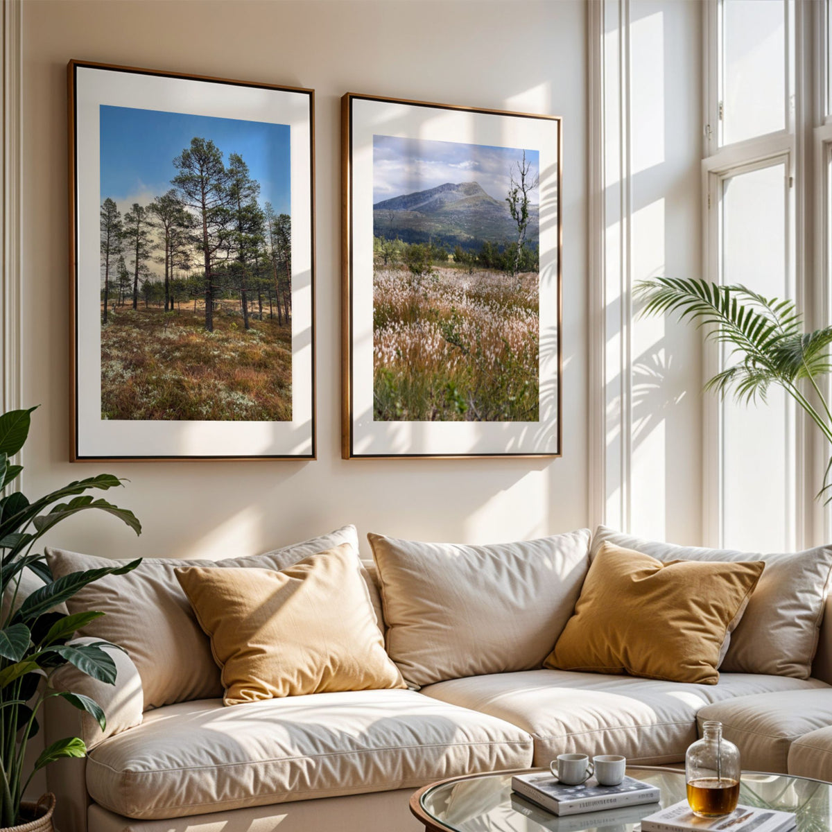 To personlige villmarksbilder som innrammede plakater med egne naturbilder