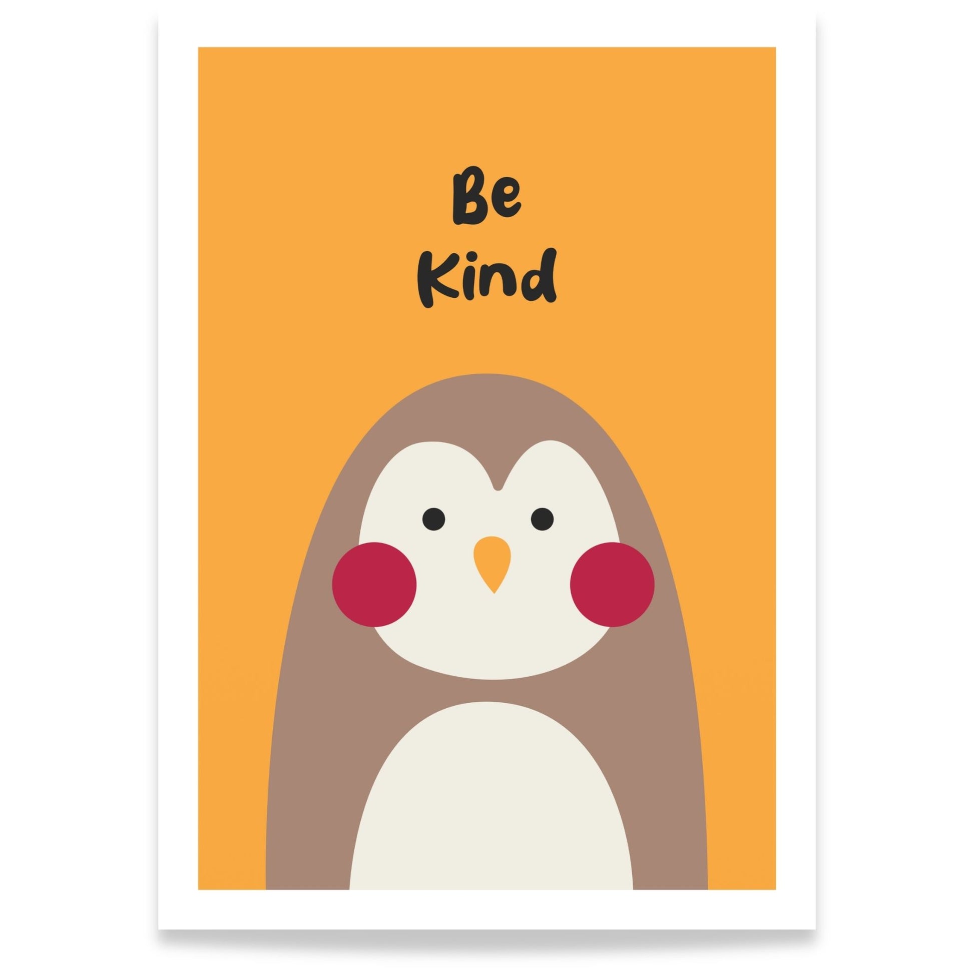 Pingvin plakat Be Kind til barnerom i nordisk stil 