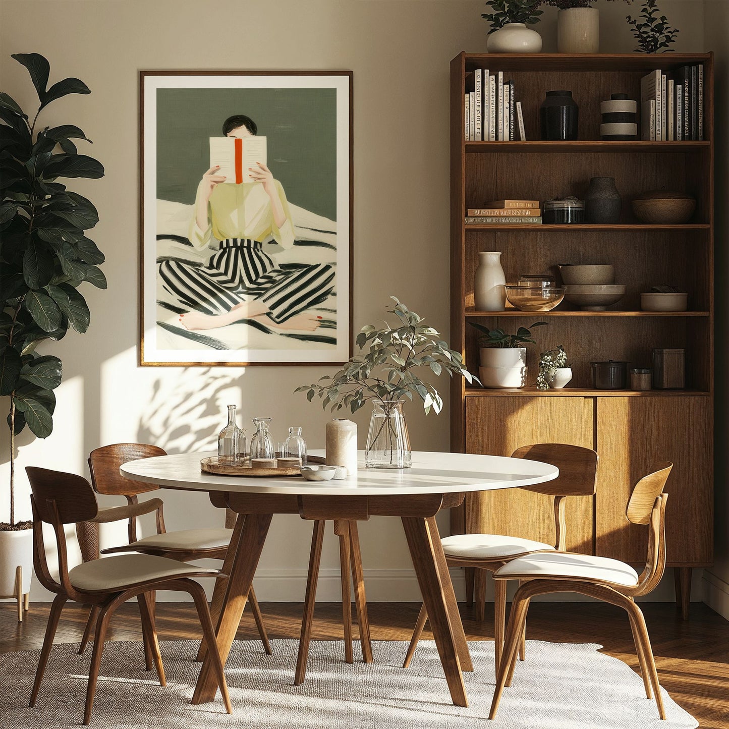 Quiet Figures – In Quiet Focus plakat med hvit kant i rolig nordisk interiør