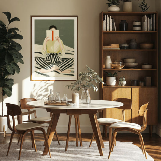 Quiet Figures – In Quiet Focus plakat med hvit kant i rolig nordisk interiør