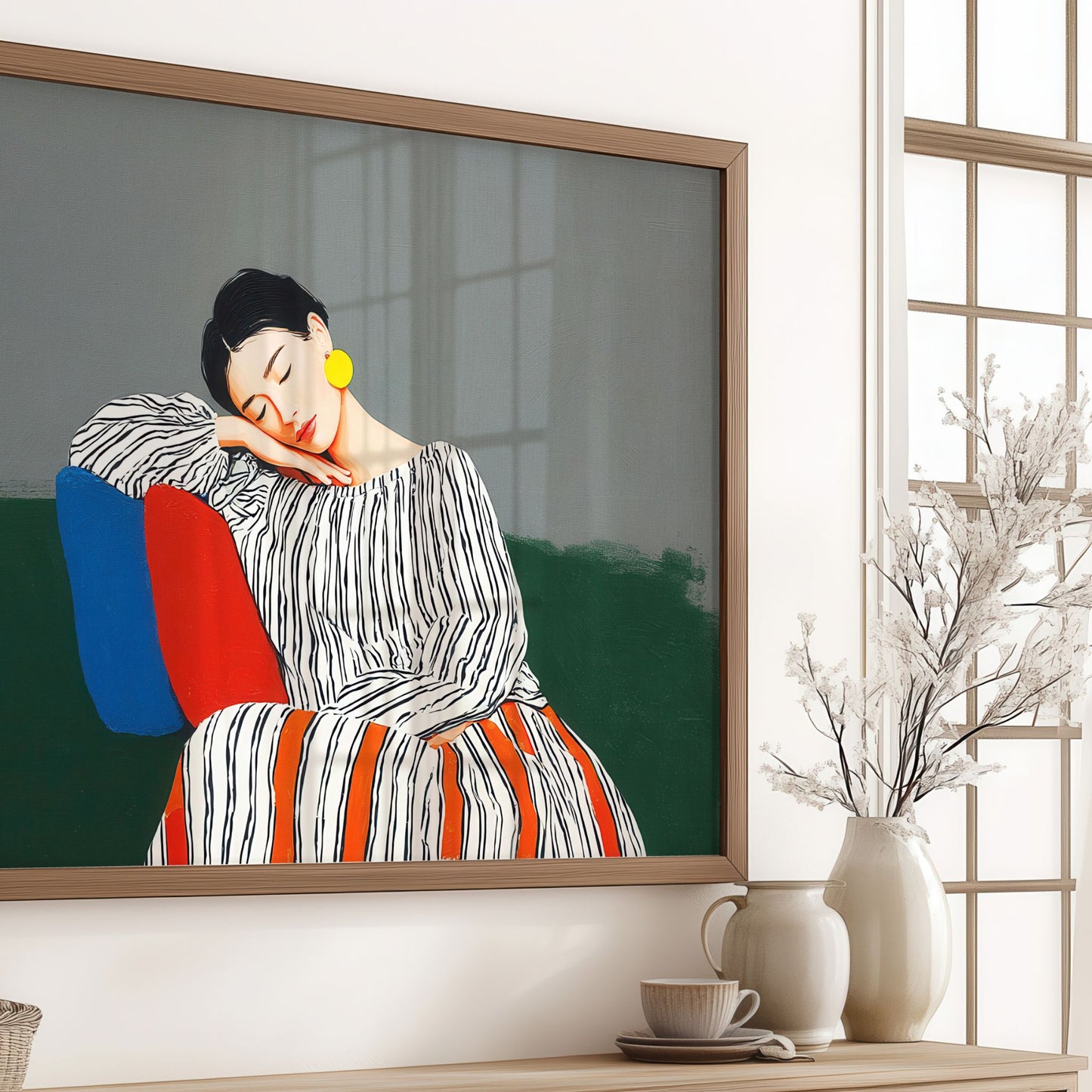 Quiet Figures – Resting Gaze plakat uten hvit kant i rolig nordisk interiør