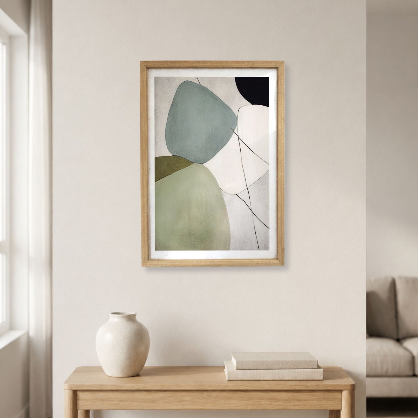 Silent Balance moderne grafisk plakat med organiske former og minimalistisk uttrykk.