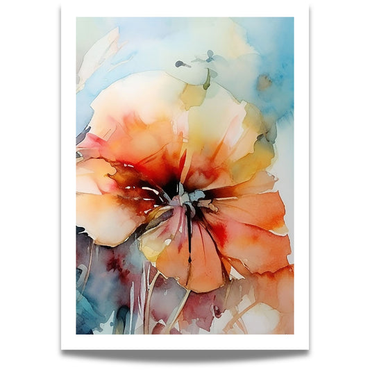 Soft Energy Bloom No3 moderne blomsterplakat i akvarellstil med varme og lyse pastelltoner