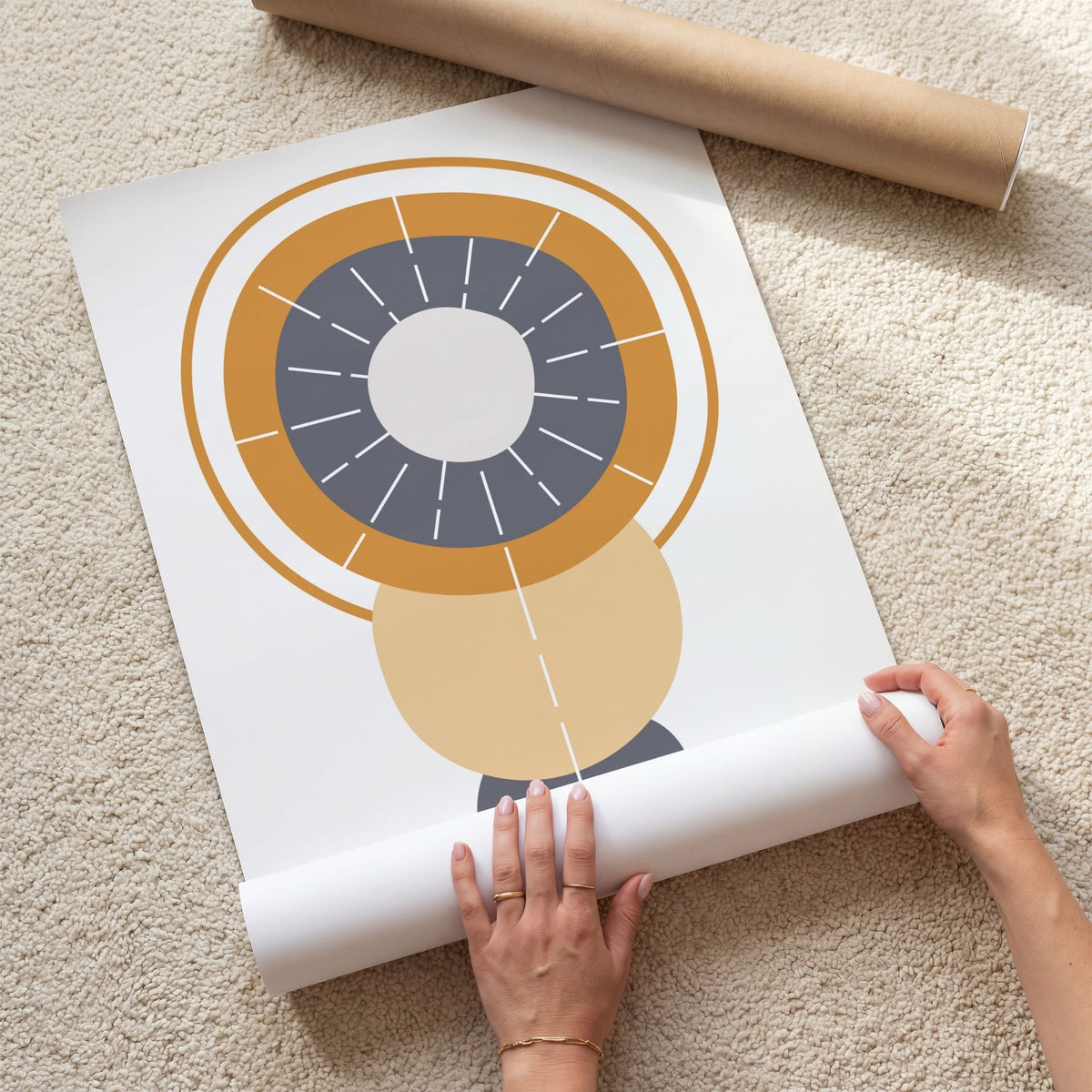 Solar Alignment grafisk Boho Wall Art-plakat med detaljvisning av trykk og motiv