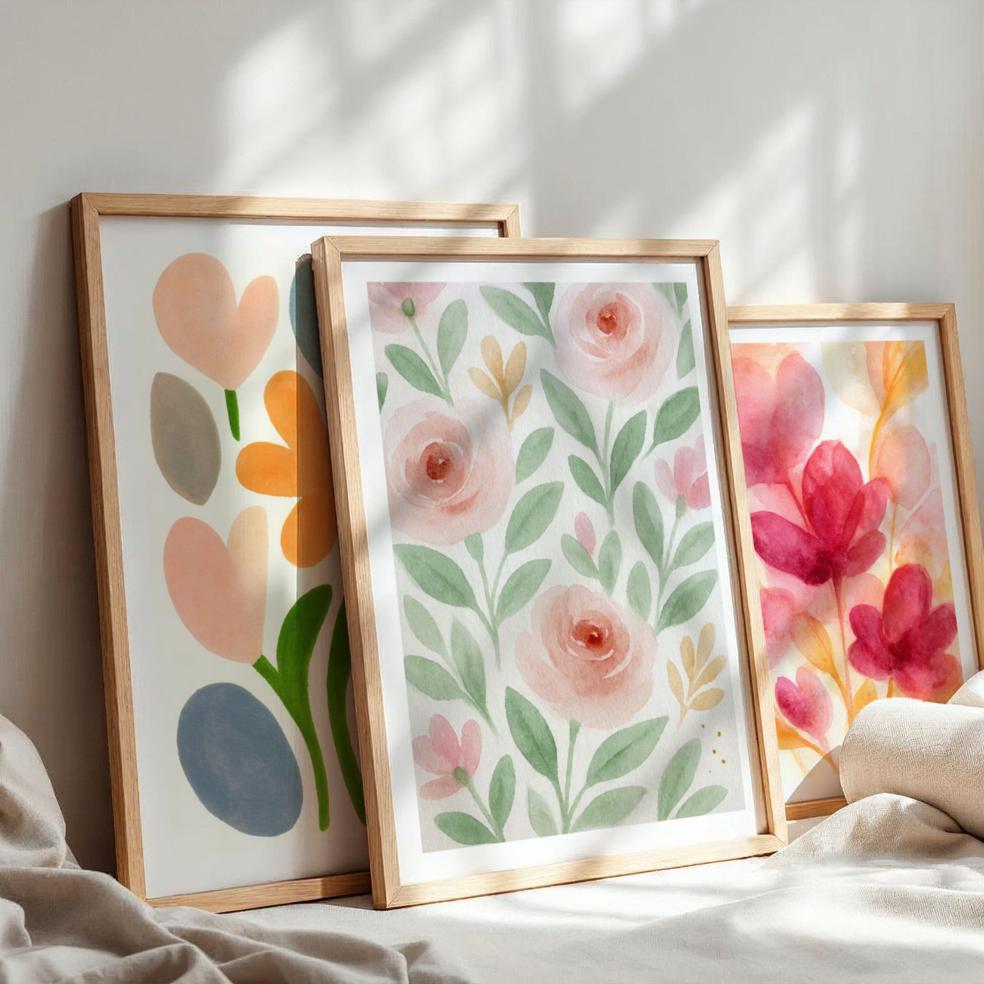 Spring Bloom Blush Garden plakat vist sammen med andre plakater fra Spring Bloom Collection