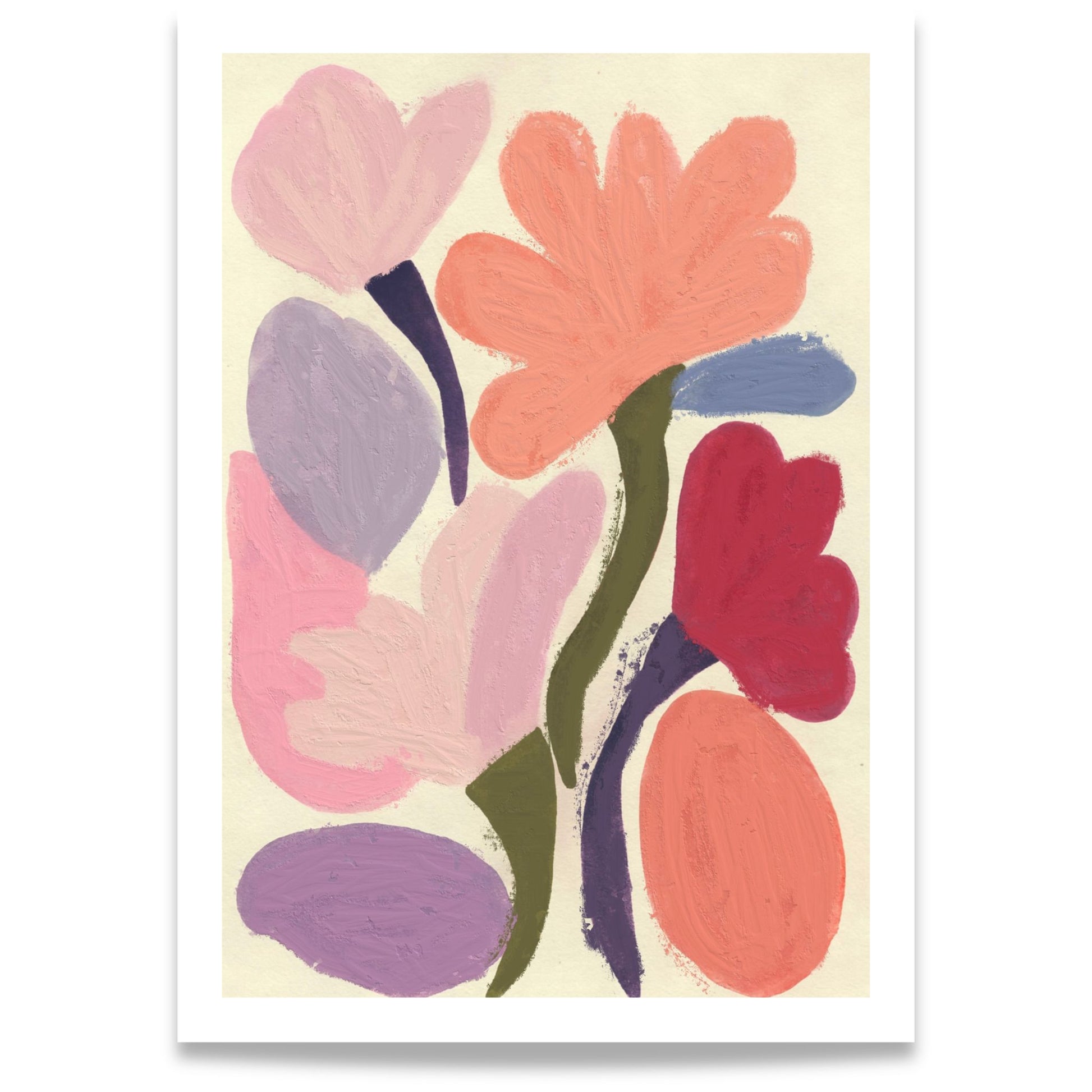 Spring Bloom Pastel Meadow moderne blomsterplakat med abstrakte pastellblomster