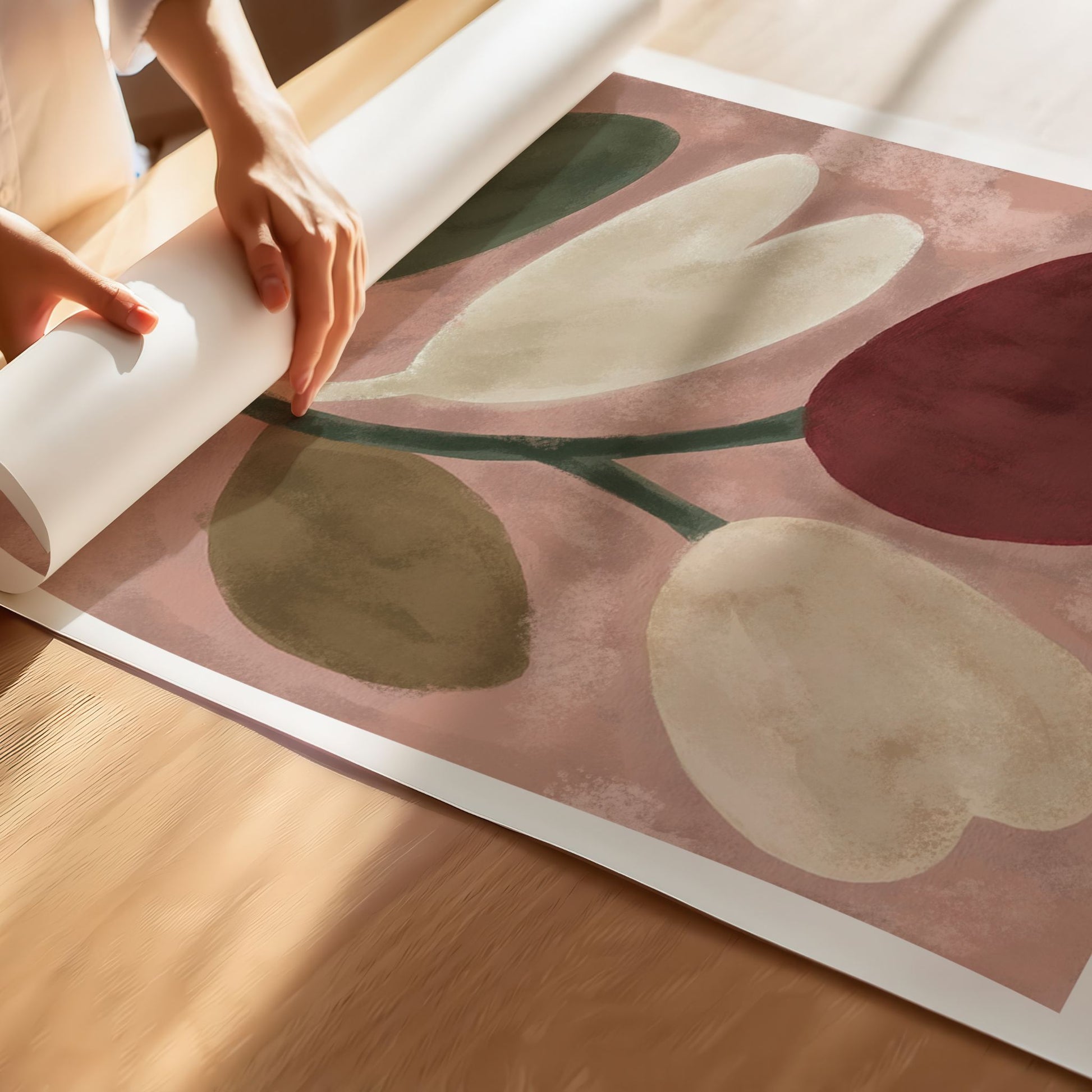 Detaljbilde av Spring Bloom Rustic Tulip kunstplakat som viser tekstur og farger i motivet