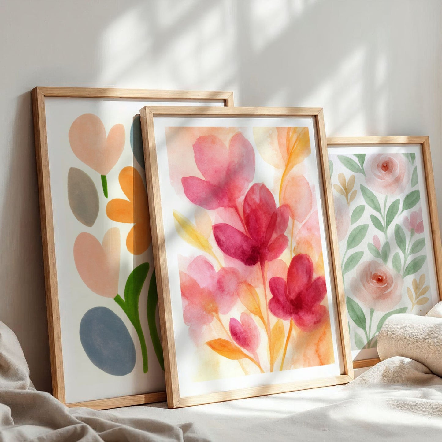 Spring Bloom Sunset Blossom plakat vist sammen med andre plakater fra Spring Bloom Collection